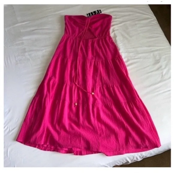 HYFVE Hot Pink Cut Out Midi Dress - Picture 2 of 4